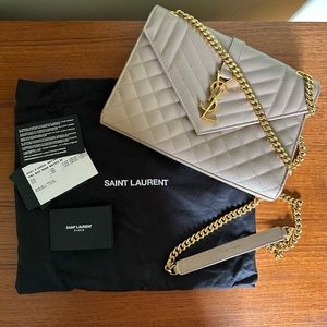 Saint Laurent Medium Envelope Monogram Matelassé Leather Shoulder Bag